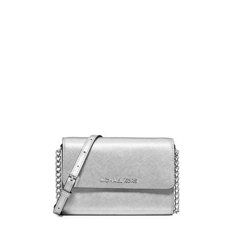 michael kors jet set crossbody silver